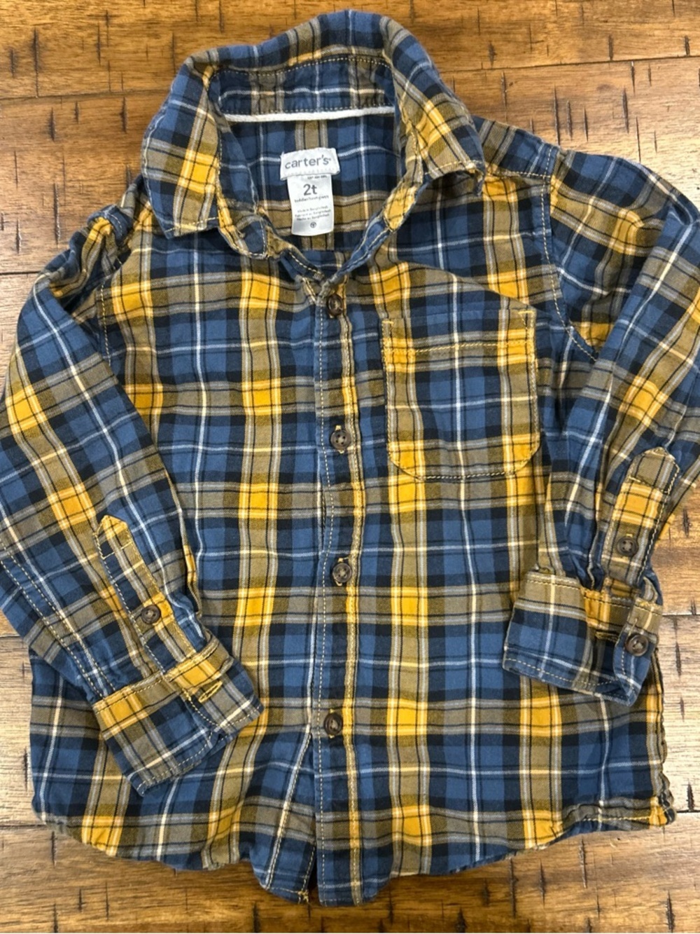 Carter's Blue & Yellow Plaid Button-Down Shirt
